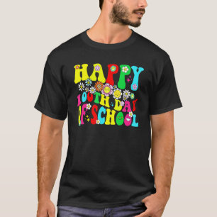 T-shirt 100e jour d'école enseignants rétro groovy heureux