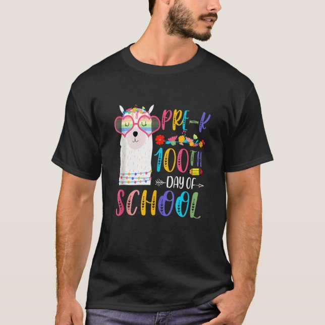 T-shirt 100e jour d'école pas de problème lama enseignant  (Devant)