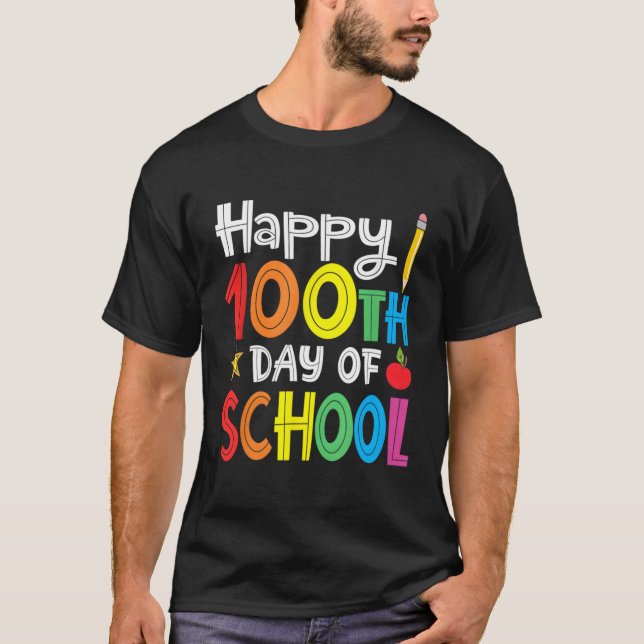 T-shirt 100E Jour Des Enseignants De L'École Enfant Joyeux (Devant)