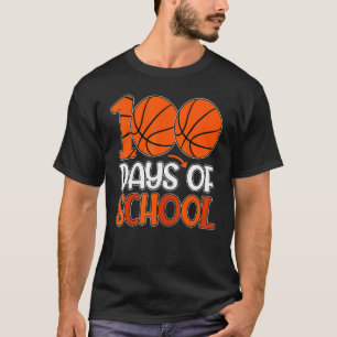 T-shirt 100e jour d'études Boys Girls Basketball 100 Days
