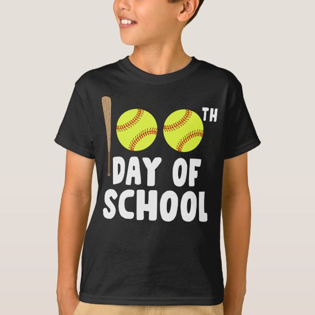 T-shirt 100e jours de softball scolaire drôle (Devant)