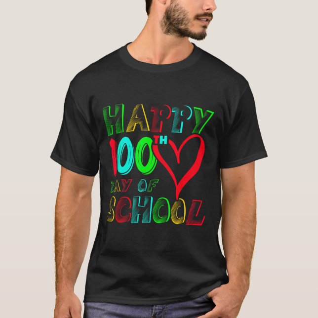 T-shirt 100ème Jour De L'École 100 Jours Jolies Étudiants  (Devant)