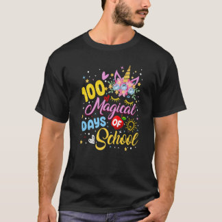 T-shirt 100th Day of Kindergarten Unicorn Face Girl 100 Ma