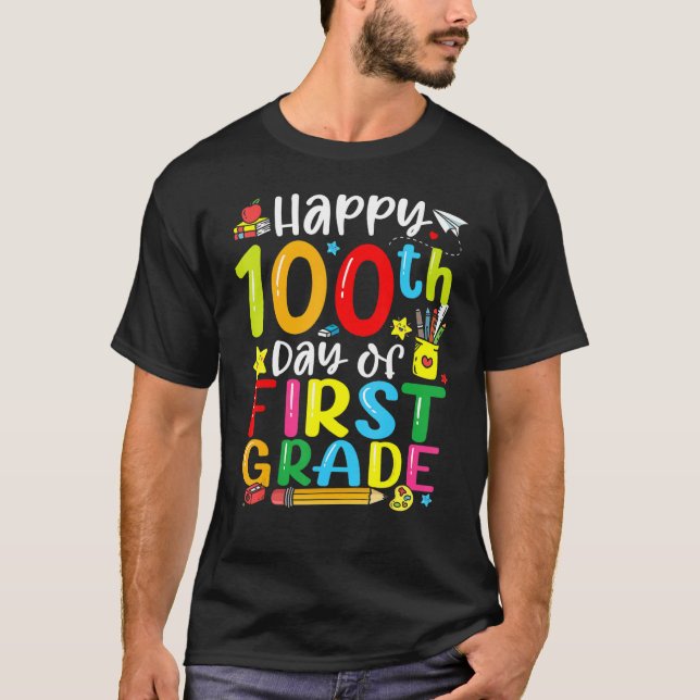 T-shirt 100th Day Of School 1st First Grade Teacher Studen (Devant)