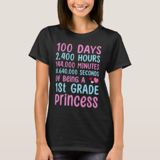 T-shirt 100th Day Of School 1st Grade Girls 100 Days Princ