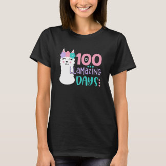 T-shirt 100th Day Of School Colourful Llama Happy 100 Llam