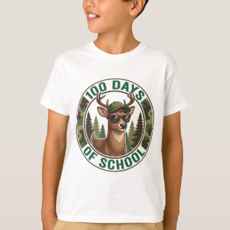 T-shirt 100th Day of School Cute Buck Deer Camo 