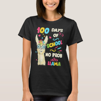 T-shirt 100th Day Of School No Prob Lama 100 Days Smarter 