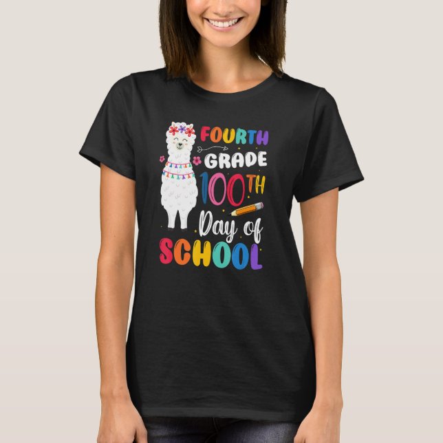T-shirt 100th Day Of School No Prob Llama 100th Day Fourth (Devant)