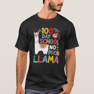 T-shirt 100th Day of School No Probllama Llama 100 Days of