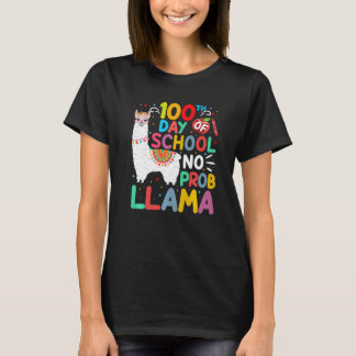 T-shirt 100th Day of School No Probllama Llama 100 Days of