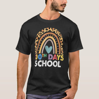 T-shirt 100th Day Of School Teacher 100 Days Smarter Leopa