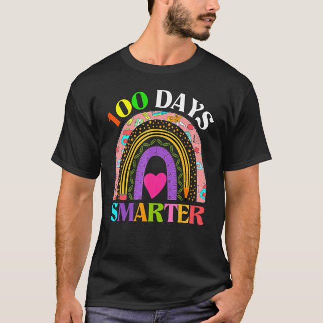 T-shirt 100th Day Of School Teacher  100 Days Smarter Rain (Devant)
