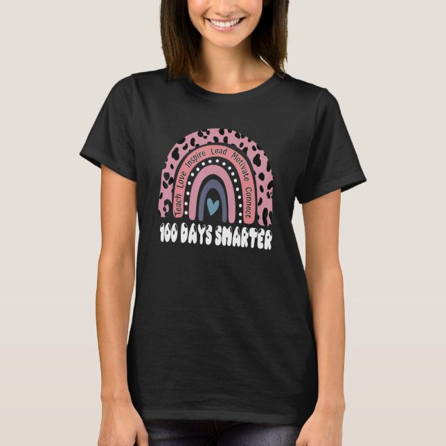 T-shirt 100th Day of School Teacher Leopard Rainbow 100 Da (Devant)