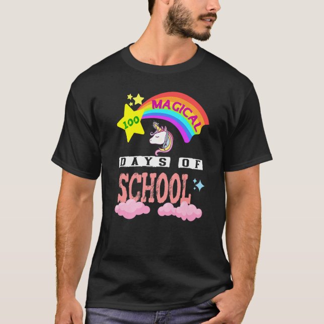 T-shirt 100th Day of School Unicorn 100 Magical Days Teach (Devant)