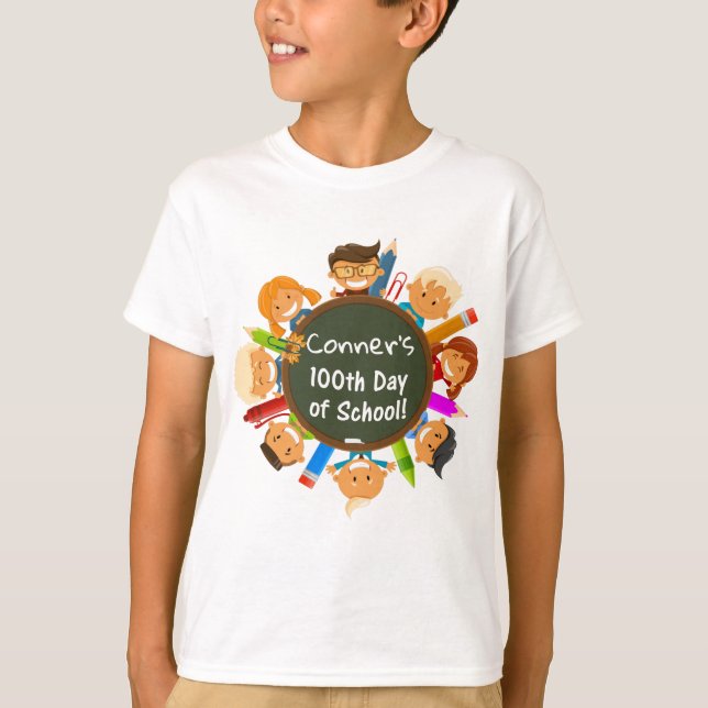 T-shirt 100th jour personnalisé de tableau d'école (Devant)
