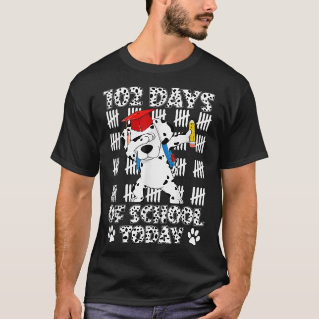 T-shirt 102 Jours d'école aujourd'hui avec Dabbing Dalmati (Devant)