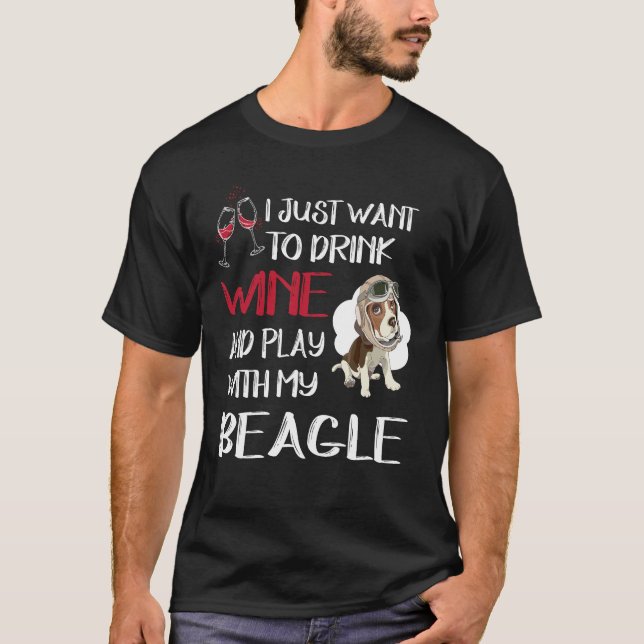 T-shirt 104 Boire Du Vin Et Jouer Avec Mon Beagle (Devant)