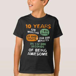 T-shirt 10 années de maths d'amant de pièce en t de geek