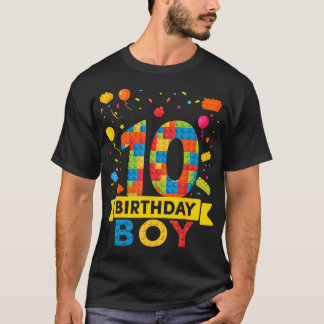 T-shirt 10 Annuaires Building Blocks 10Th Birthday Boy