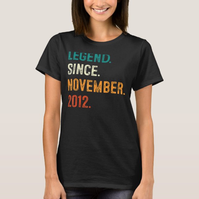 T-shirt 10 Ans Cadeaux Légende Depuis Novembre 2012 10e (Devant)