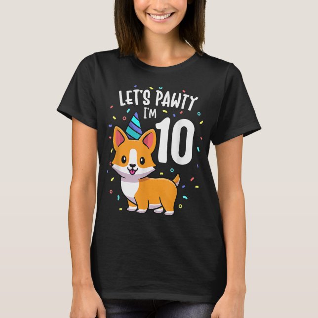 T-shirt 10 ans Corgi Amoureux des chiens 10e anniversaire  (Devant)
