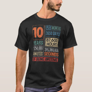 T-shirt 10 ans d'être génial 10e anniversaire filles garço