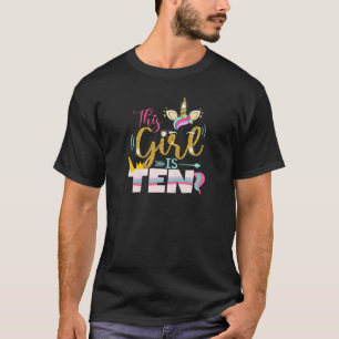 T-shirt 10 Ans Fille Dix 10E Anniversaire Unicorne