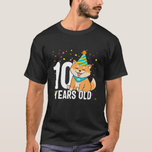 T-shirt 10 Ans Shiba Inu Amoureux des chiens 10E Anniversa