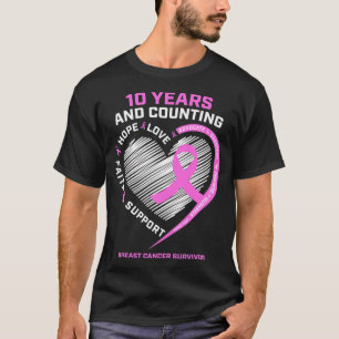 T-shirt 10 Ans Survivant Du Cancer Du Sein Chez Les Femmes