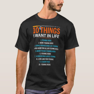T-shirt 10 choses que je veux dans la vie Canne à pêche P