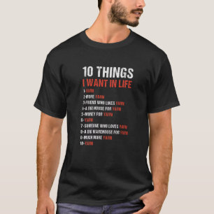 T-shirt 10 choses que je veux dans le Tricot de vie