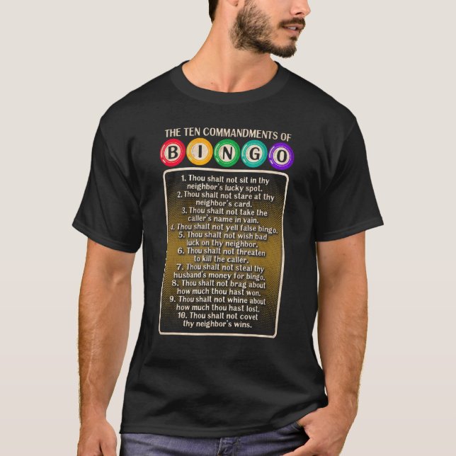 T-shirt 10 Commandements De Bingo - Bingo Player (Devant)
