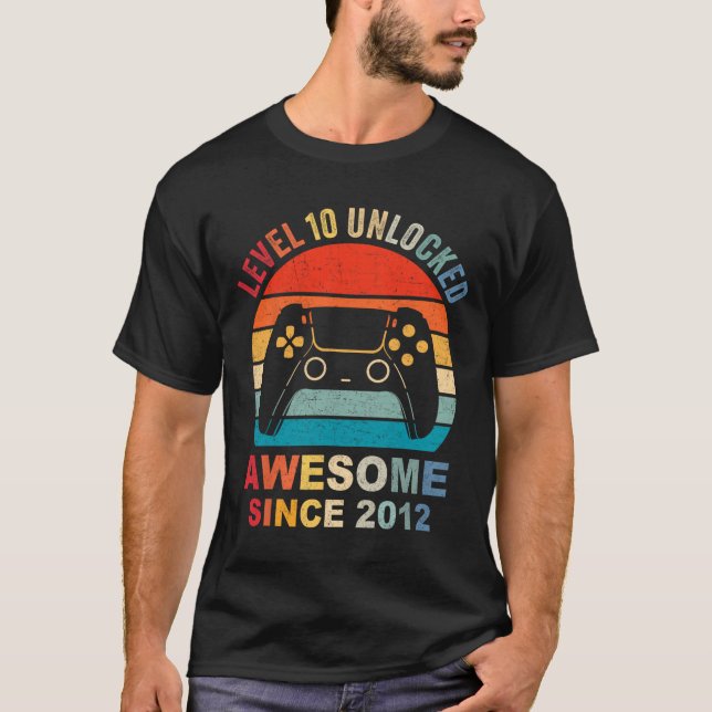 T-shirt 10 Déverrouillé Awesome 2012 jeu vidéo 10e anniver (Devant)