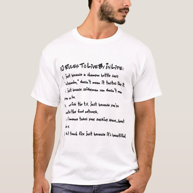 T-shirt 10 règles à vivre par dans la vie (Devant)