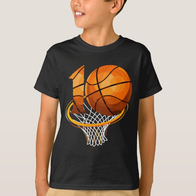 T-shirt 10 Thème de basket-ball Fête d'anniversaire (Devant)