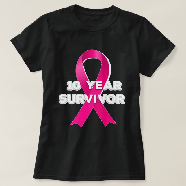 T-shirt 10 Years Breast Cancer Free Survivor Premium (Design devant)