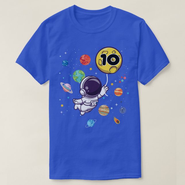 T-shirt 10 Years Old Birthday Boy Tee Astronaut 10th Birth (Design devant)