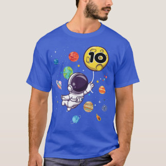 T-shirt 10 Years Old Birthday Boy Tee Astronaut 10th Birth