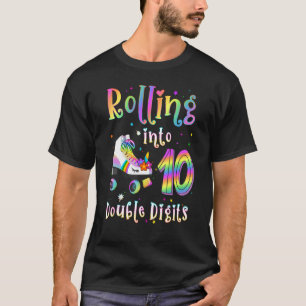 T-shirt 10 Years Old Birthday Girl Rolling Into 10th Doubl