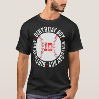 T-shirt 10e Anniversaire Baseball Grand Nombre Dix 10 ans