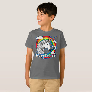 T-shirt 10e anniversaire de l'enfant Rainbow Unicorn Aujou