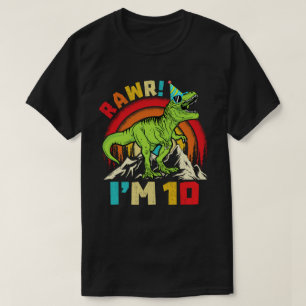 T-shirt 10e anniversaire Dinosaur T Rex Rawr J'ai 10 ans p