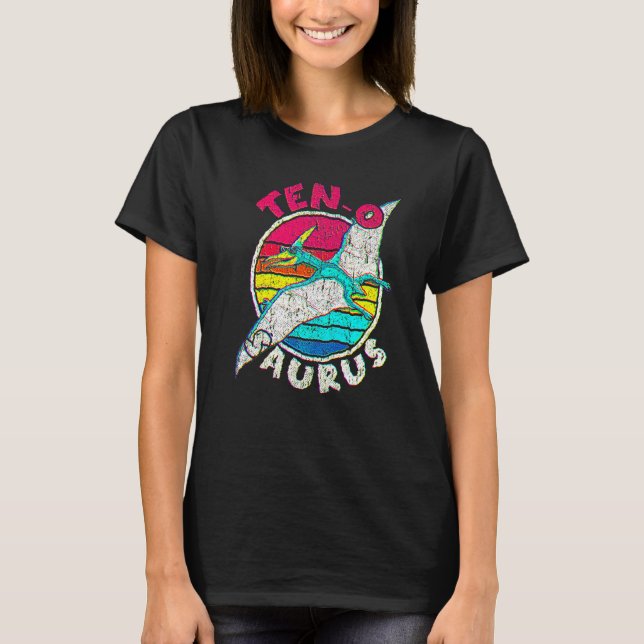 T-shirt 10e anniversaire Dix O Saurus I Pterodactylus I Fa (Devant)
