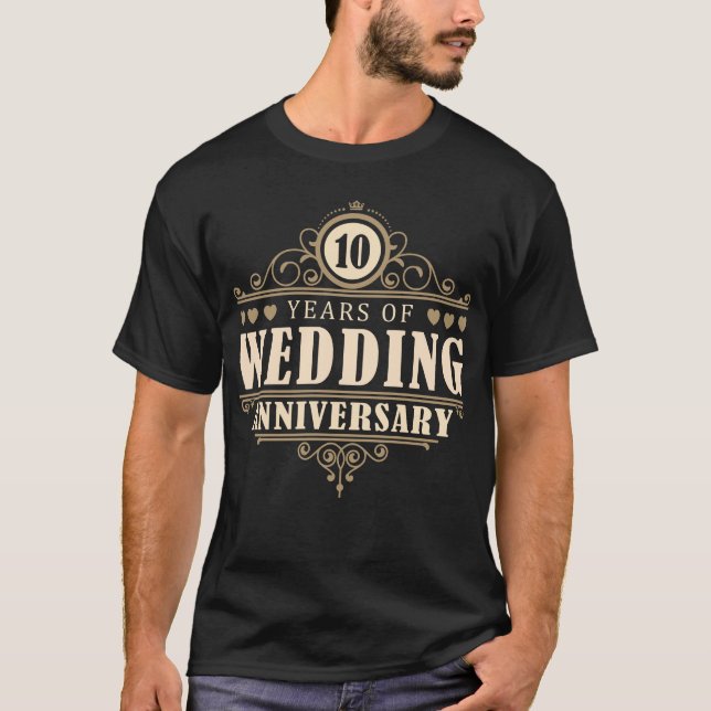 T-shirt 10e anniversaire du Mariage (mari) (Devant)