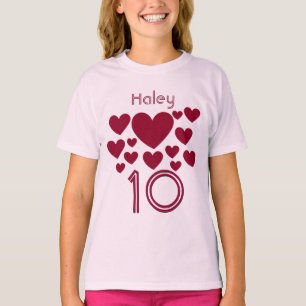T-shirt 10e anniversaire fille odles de coeur 10 ans