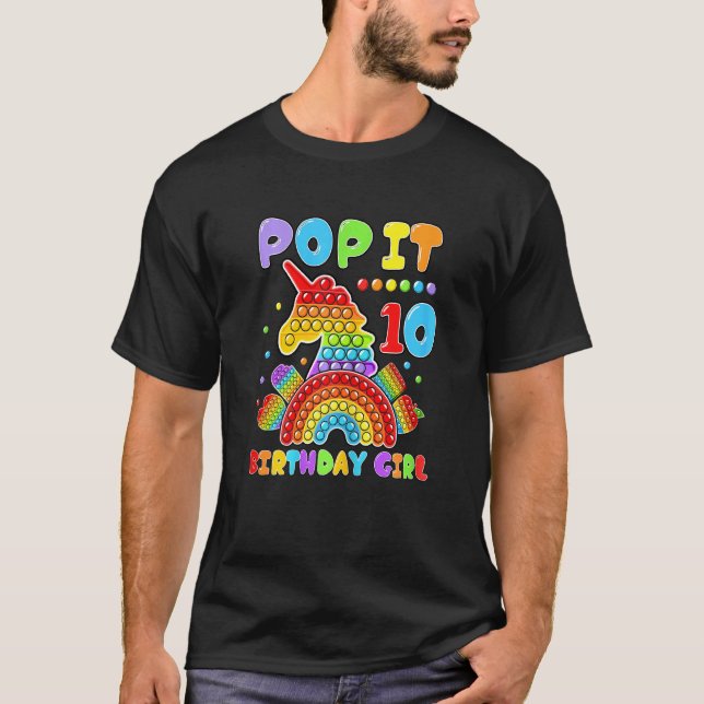 T-shirt 10e anniversaire fille Pop It Fidget jouet 10 ans  (Devant)