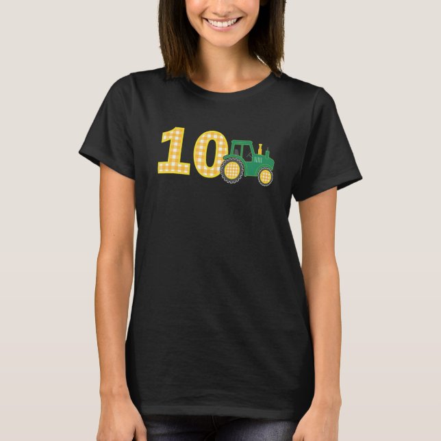 T-shirt 10e anniversaire garçon 10 ans ferme Tracteur de c (Devant)