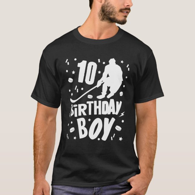 T-shirt 10E Anniversaire Garçon Hockey Sur Glace Enfants 1 (Devant)
