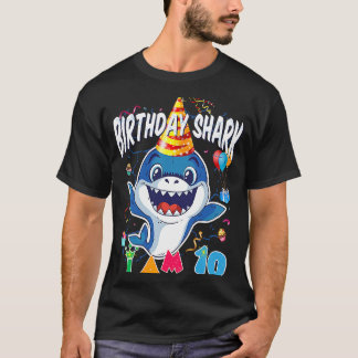 T-shirt 10e anniversaire Garçon requin fête d'anniversaire